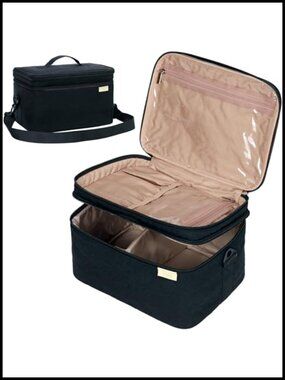 Extra Large Double Layer Makeup Bag Organizer Cosmetic Travel Case with